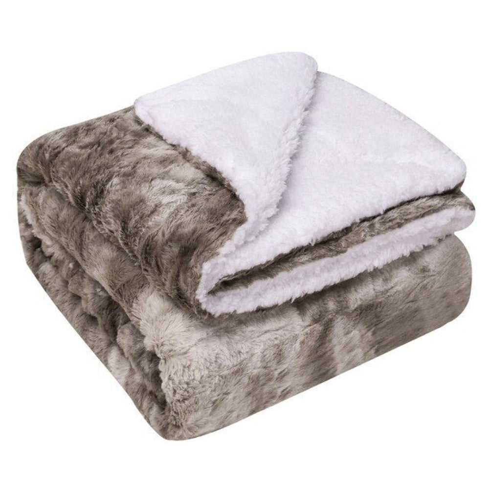 Thickened Double Layer Down Long Plush Tie dyed Brushed Fleece Blanket - Anna's Linens