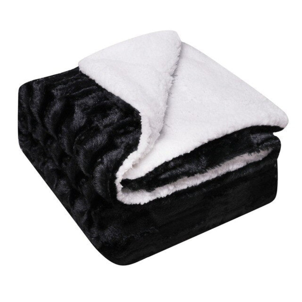 Thickened Double Layer Down Long Plush Tie dyed Brushed Fleece Blanket - Anna's Linens