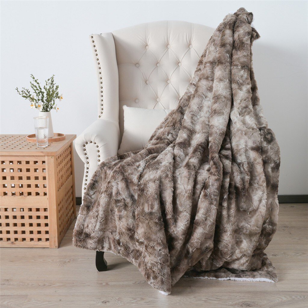 Thickened Double Layer Down Long Plush Tie dyed Brushed Fleece Blanket - Anna's Linens
