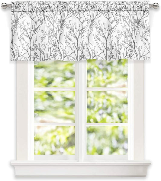 Tree Branch Abstract Printing Lined Thermal Insulated Window Curtain Silver Gray Pack of 2 - Anna's Linens