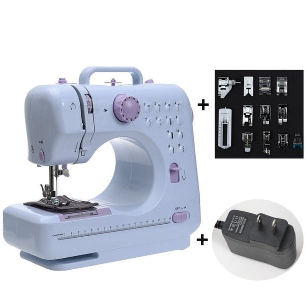 Mini 12 Stitches Sewing Machine Household Multifunction Double Thread And Speed Free Arm Crafting Mending Machine LED - Anna's Linens Store