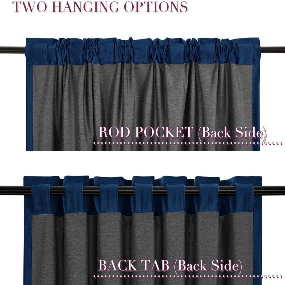 Velvet Room Darkening Thermal Insulated Rod Pocket Back Tab Window Curtains 2 Panels Set - Anna's Linens