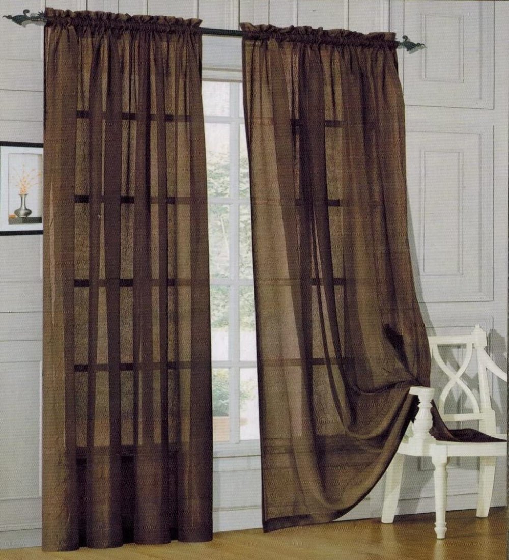 Window Curtains 2 - Piece Sheer Panel with 2 inch Rod Pocket - Anna's Linens