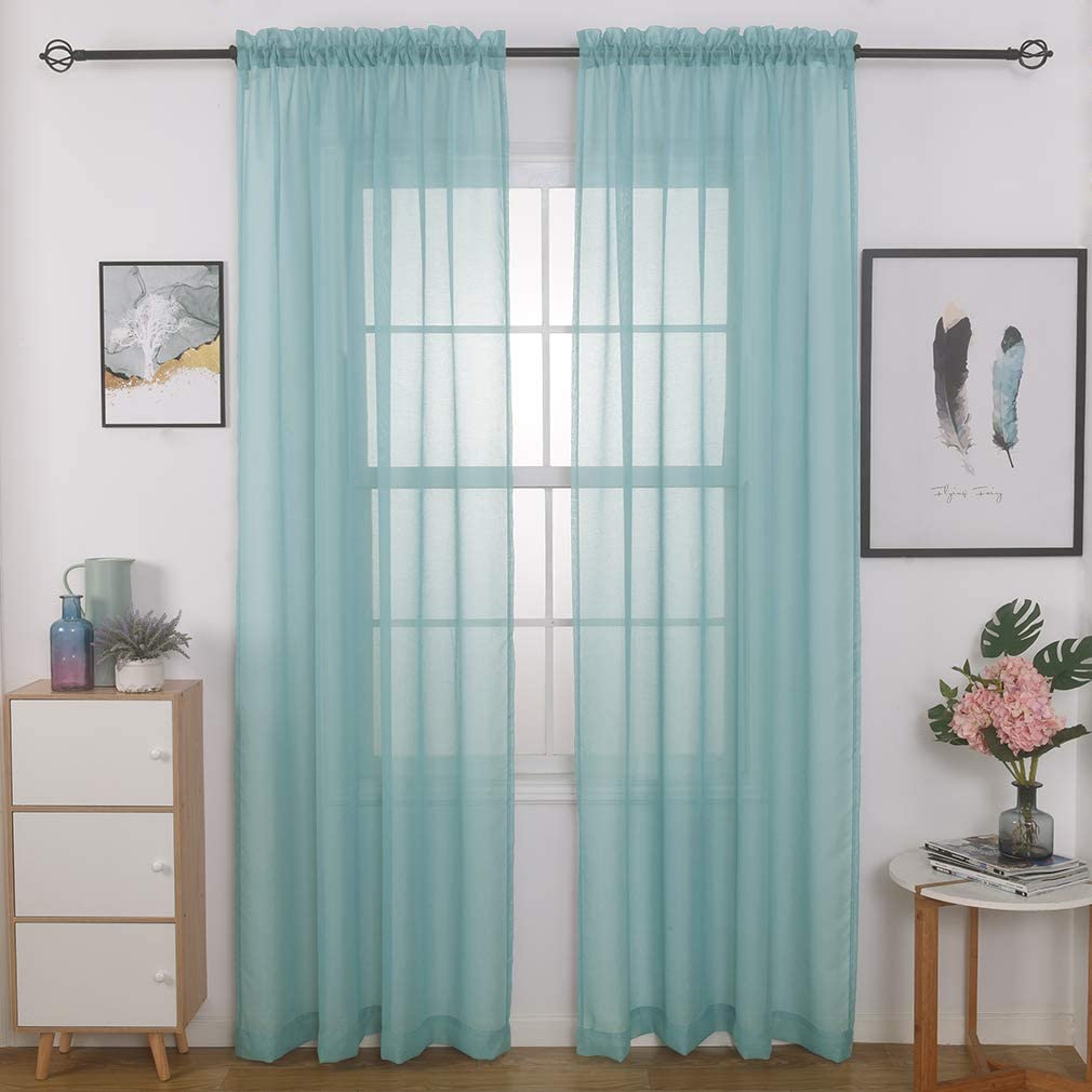 Window Treatments Rod Pocket Drapes Semi Crinkle Voile Extra Wide Sheer Curtains - Anna's Linens