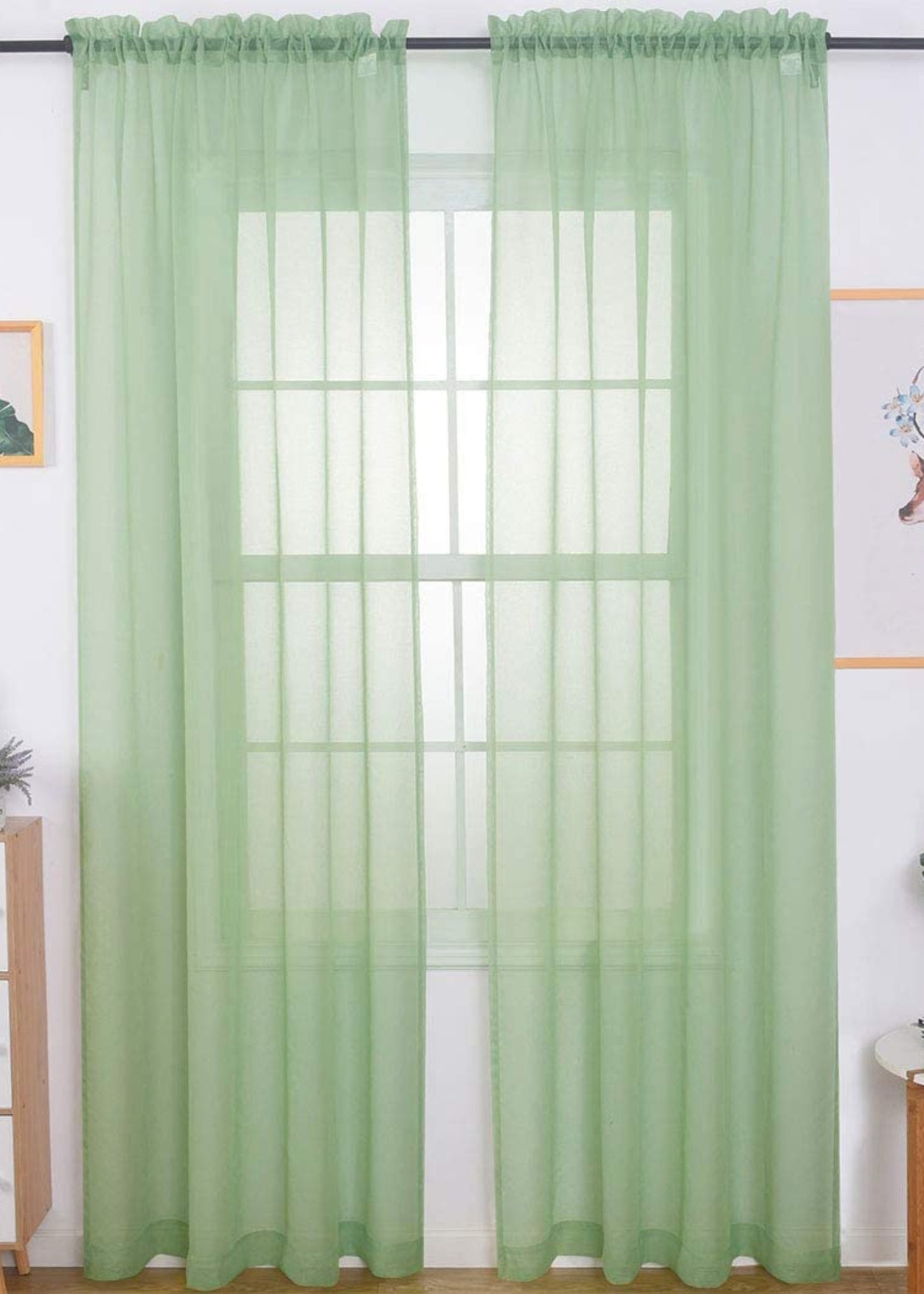Window Treatments Rod Pocket Drapes Semi Crinkle Voile Extra Wide Sheer Curtains - Anna's Linens