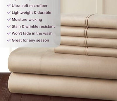 1800 Thread Count Deep Pockets Fade Resistant 6 Pcs Bedding Sheet Set