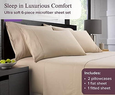 1800 Thread Count Deep Pockets Fade Resistant 6 Pcs Bedding Sheet Set