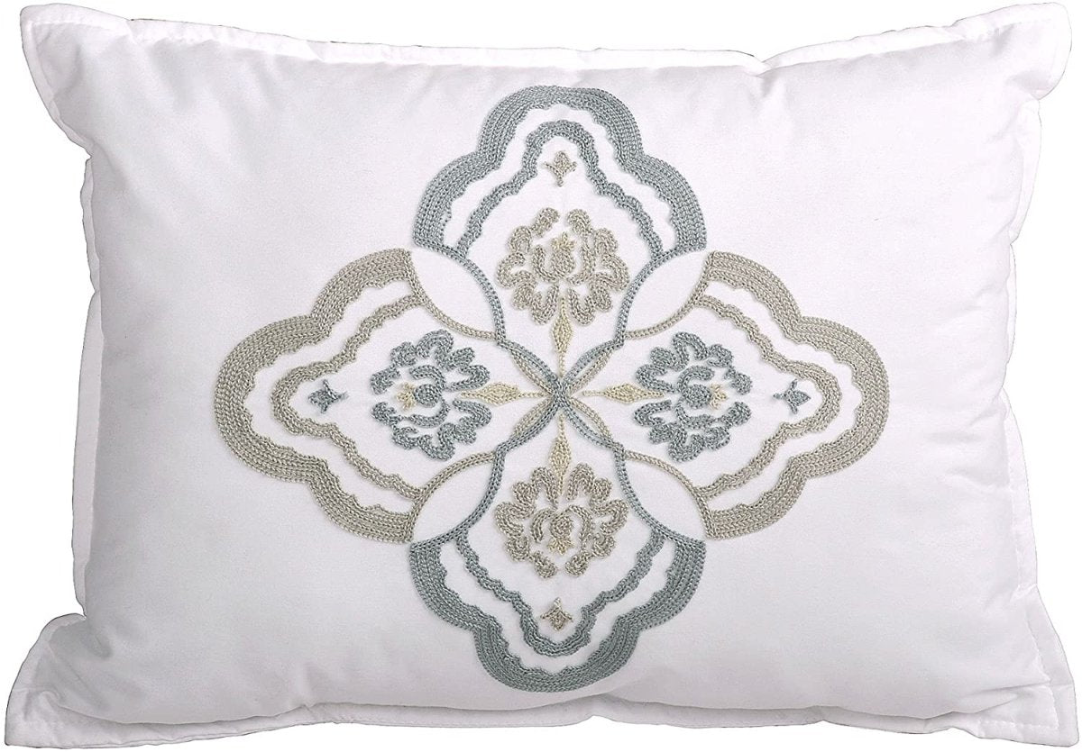 5 Piece Teal Aqua Bed Coverlet Filled Embroidery Bedding Set - Anna's Linens