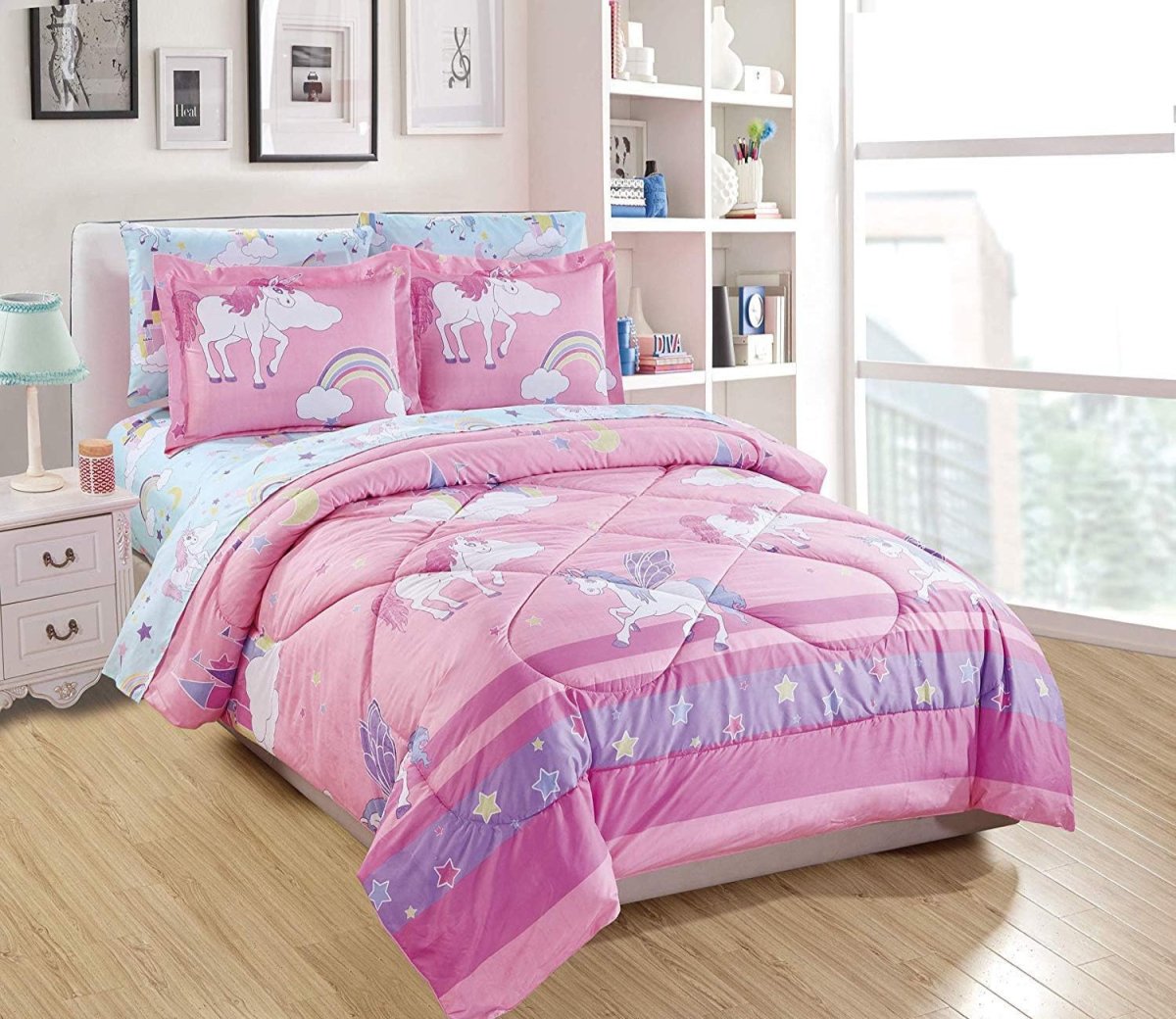 7 Piece Comforter Bedding Set for Girls in a Bag with Sheet Set - Anna's Linens
