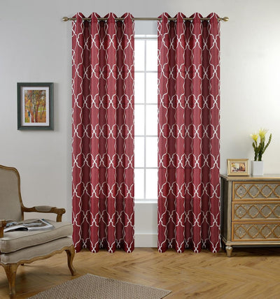 Embroidered Semi Sheer Curtains Grommet Curtain 2 Panels - Anna's Linens Store