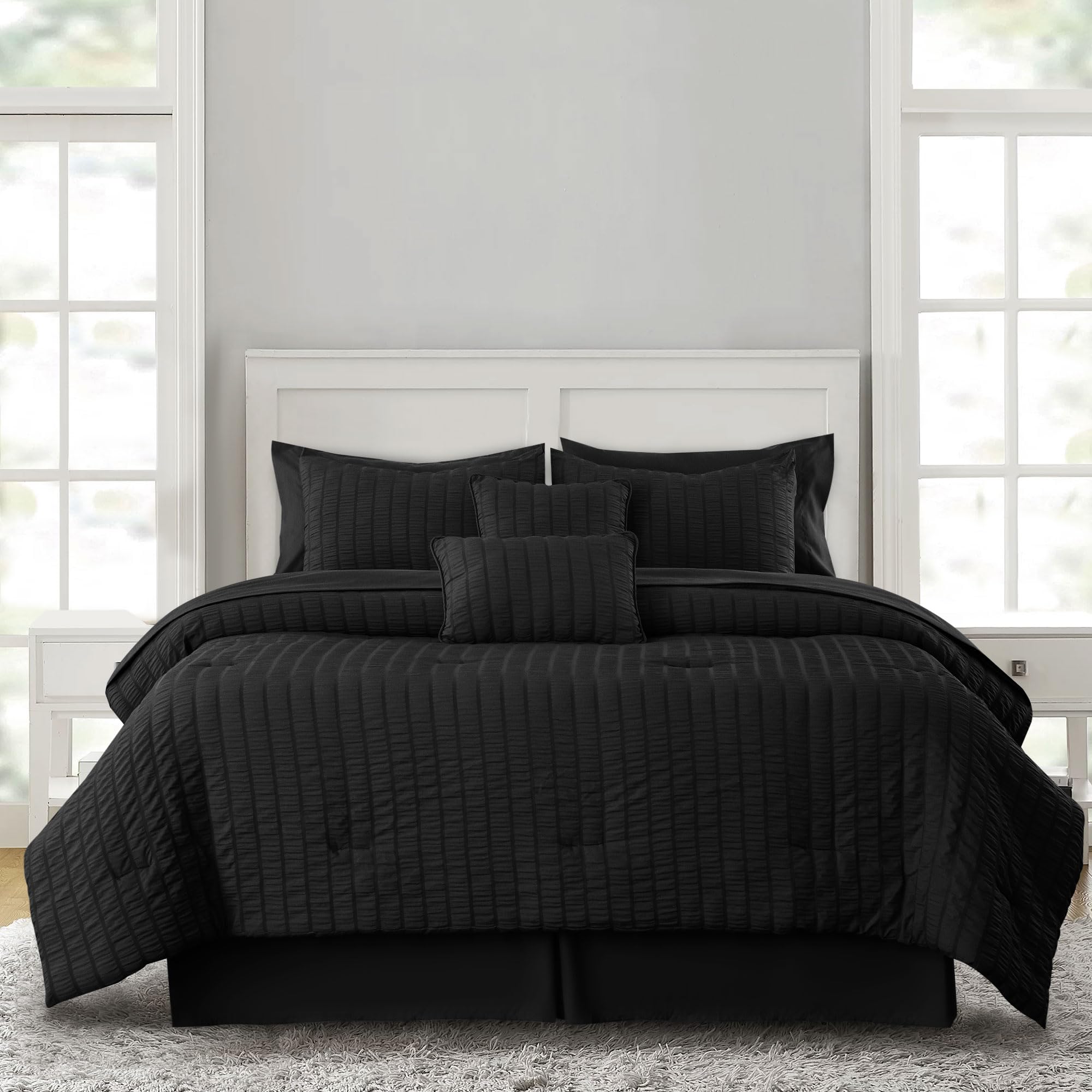 All Seasons Lightweight Bed in a Bag 10 pcs Comforter Bedding Set- AnyLinen