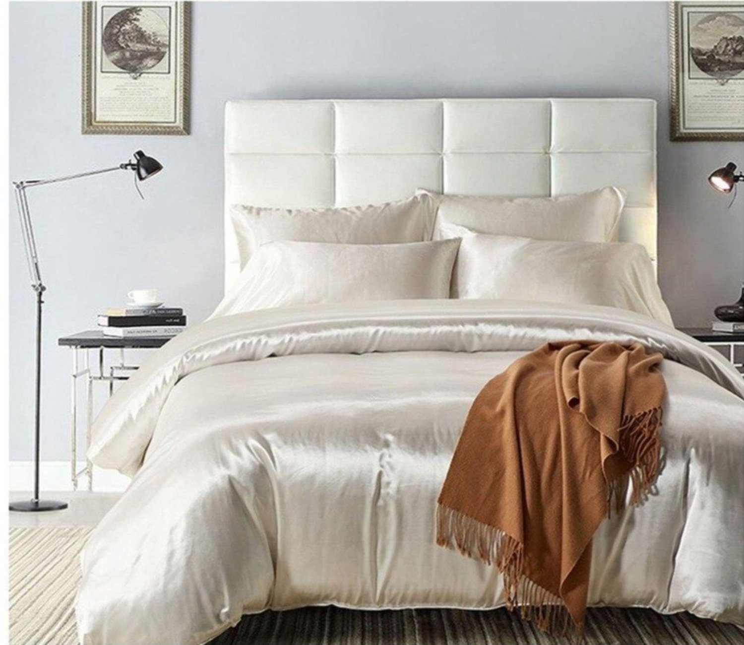 Bedding Set Fashion Solid Washable Soft Silk Duvet Cover Set