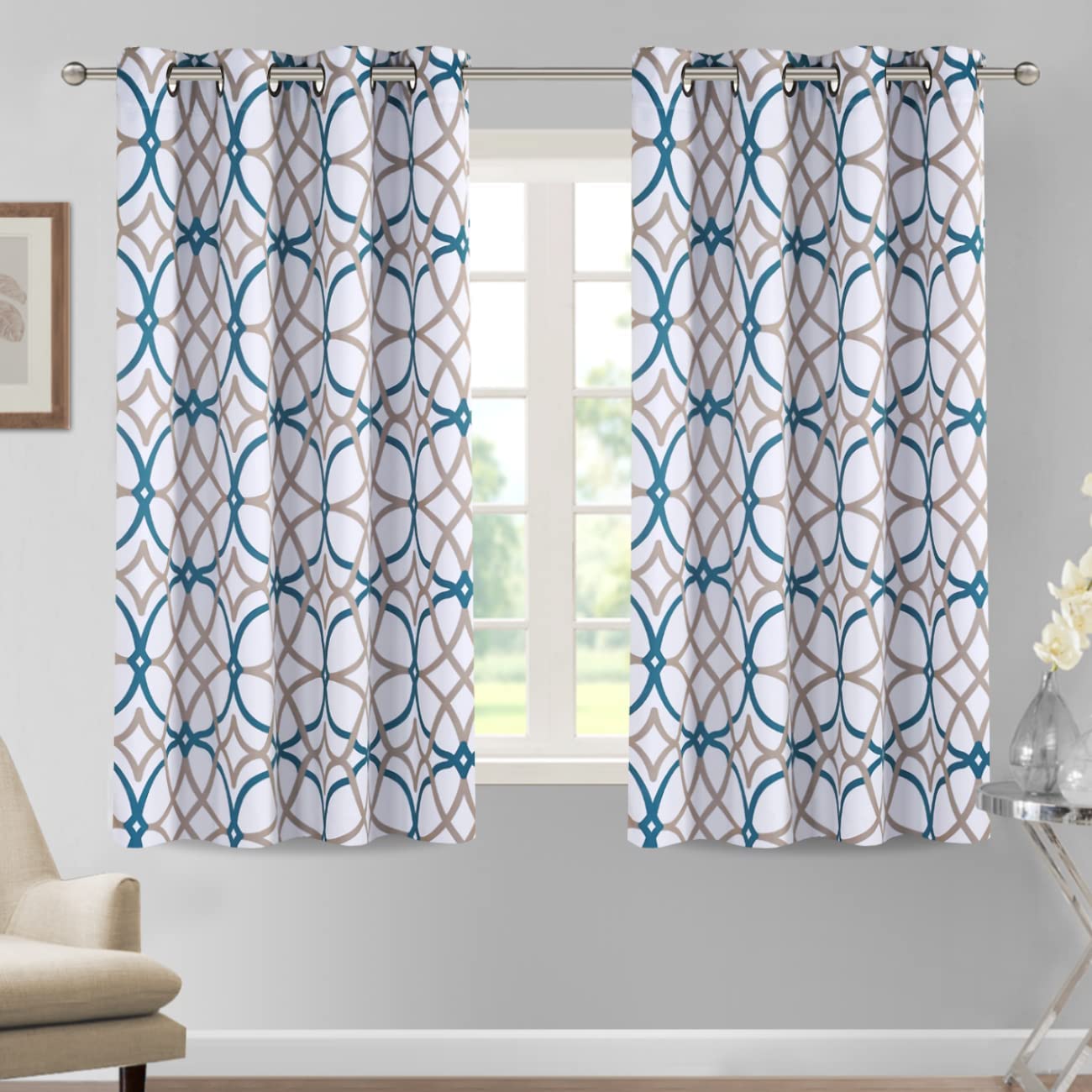 Blackout Geometric Modern Design Thermal Insulated Curtains 2 Panels | AnyLinen