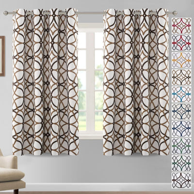Blackout Geometric Modern Design Thermal Insulated Curtains 2 Panels Set - AnyLinen