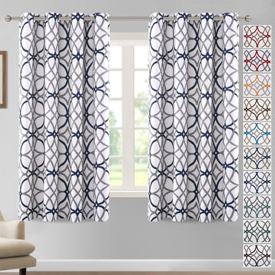 Blackout Geometric Modern Design Thermal Insulated Curtains 2 Panels Set - AnyLinen