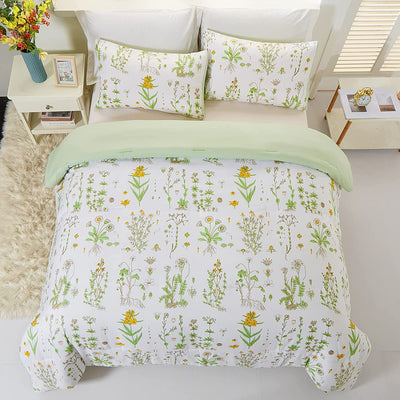 Elegant Plant Flower Soft 3pcs Comforter Set