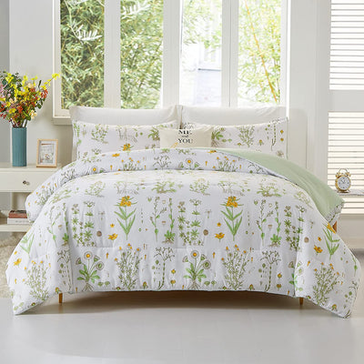 Elegant Plant Flower Soft 3pcs Comforter Set