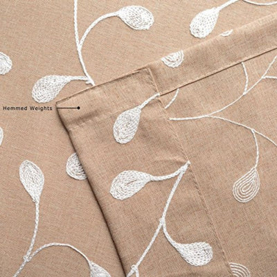 Floral Embroidery Semi Sheers Linen Window 2 Panels Curtain-AnyLinen