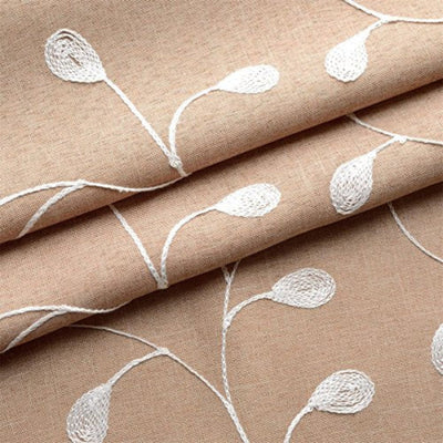Floral Embroidery Semi Sheers Linen Window 2 Panels Curtain-AnyLinen