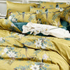 Floral Silky Satin Bird Flower Pattern Comforter Cover 3 pcs Set