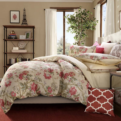 Garden Style 3 pcs Cotton Reversible Soft Durable Comforter Cover Set | AnyLinen