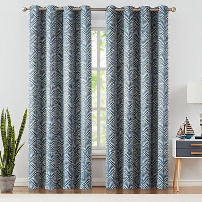 Geometric Pattern Design Darkening Thermal Insulated Blackout Curtains - AnyLinen