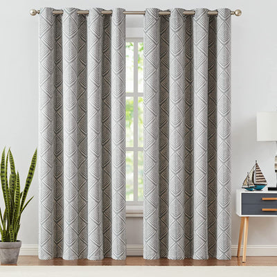Geometric Pattern Design Darkening Thermal Insulated Blackout Curtains - AnyLinen