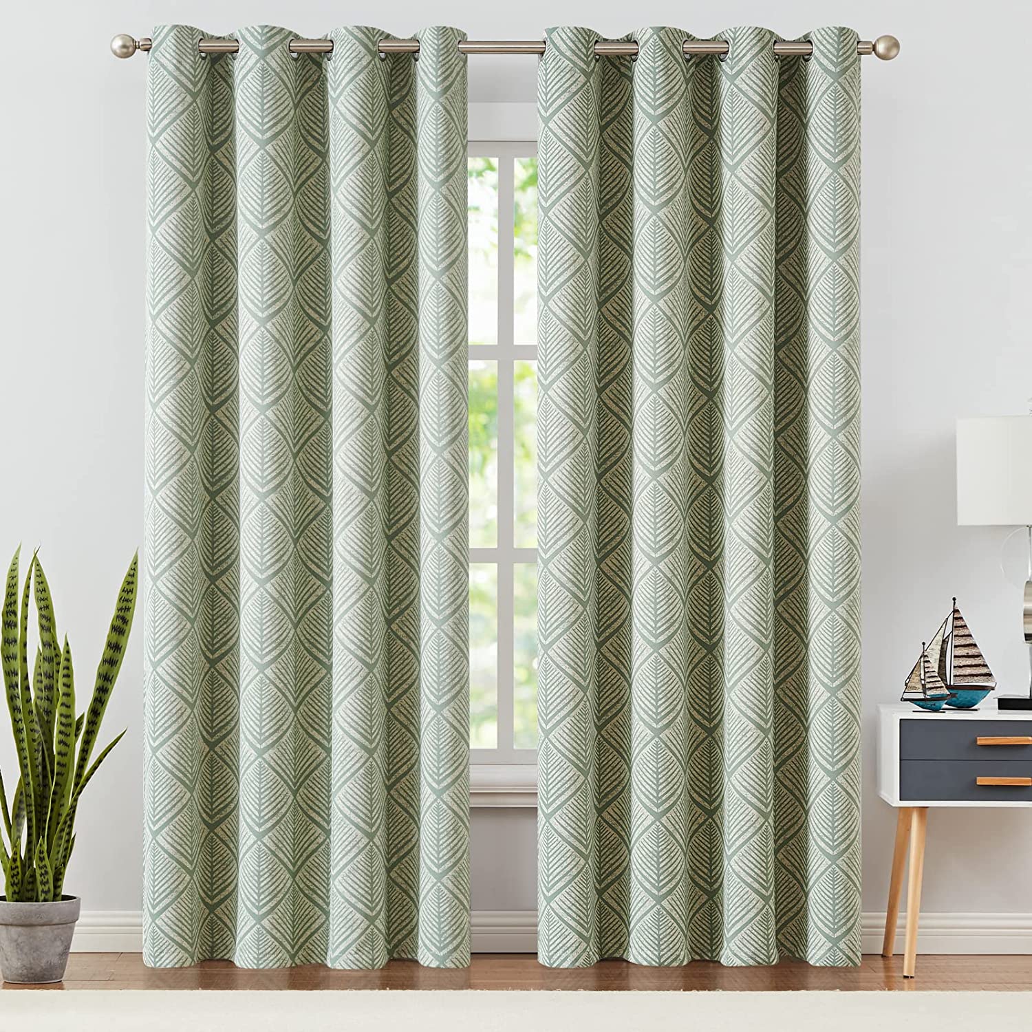 Geometric Pattern Design Darkening Thermal Insulated Blackout Curtains - AnyLinen