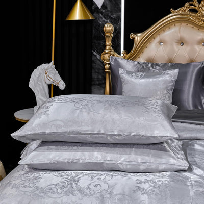 Jacquard Soft Down Comforter Set 8 Pcs Embroidery Floral Bed in a Bag