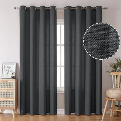 Linen Curtains Thick Semi Sheer Drapes Light Filtering Privacy Window Set of 2 Panels - AnyLinen