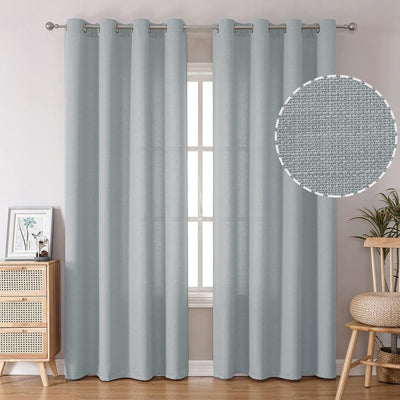 Linen Curtains Thick Semi Sheer Drapes Light Filtering Privacy Window Set of 2 Panels - AnyLinen