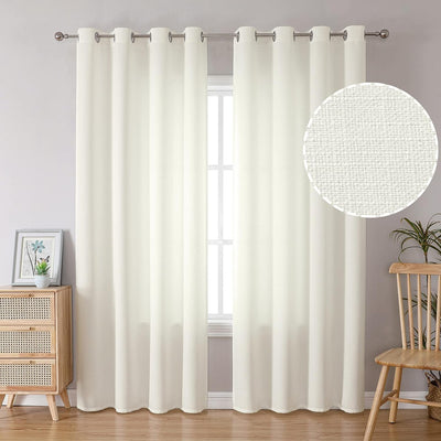 Linen Curtains Thick Semi Sheer Drapes Light Filtering Privacy Window Set of 2 Panels - AnyLinen