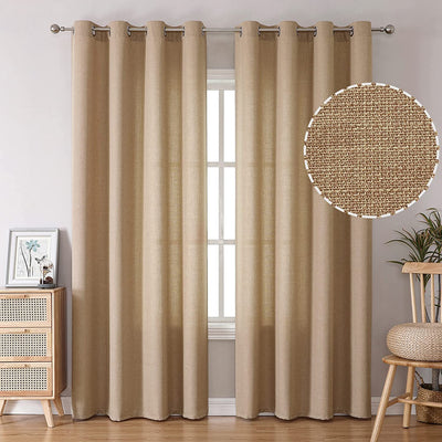 Linen Curtains Thick Semi Sheer Drapes Light Filtering Privacy Window