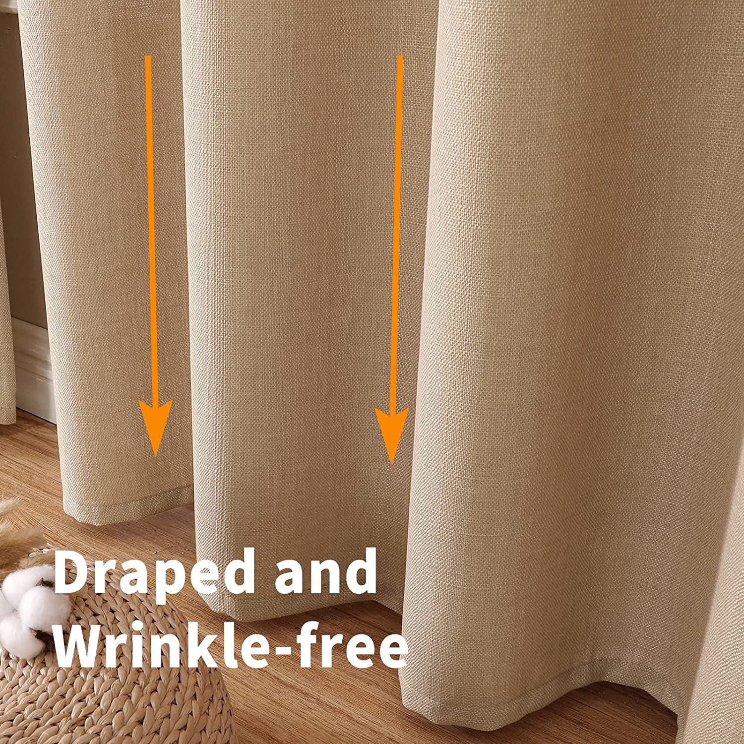 Linen Curtains Thick Semi Sheer Drapes Light Filtering Privacy Window