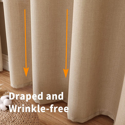 Linen Curtains Thick Semi Sheer Drapes Light Filtering Privacy Window
