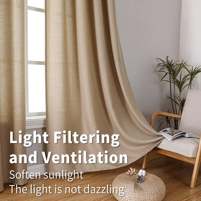 Linen Curtains Thick Semi Sheer Drapes Light Filtering Privacy Window