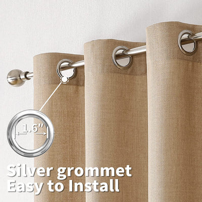 Linen Curtains Thick Semi Sheer Drapes Light Filtering Privacy Window