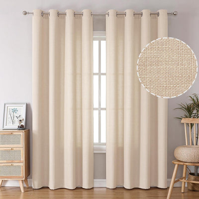 Linen Curtains Thick Semi Sheer Drapes Light Filtering Privacy Window Set of 2 Panels - AnyLinen