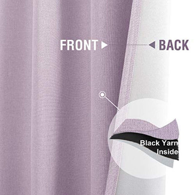 Linen Texture Curtains Light Reducing Grommet Top Drapes 2 Panels - AnyLinen