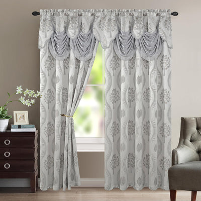 Luxurious Beautiful Curtain Panel Set with Attached Valance & Backing