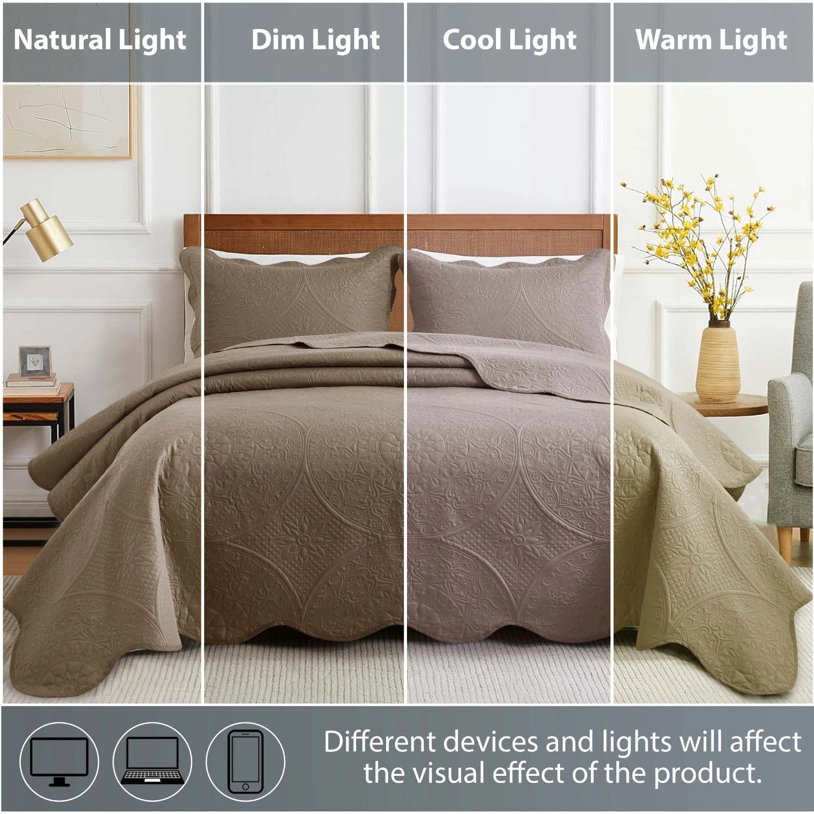 Luxurious Soft Quilt Floral Bedspread with Pillow Shams