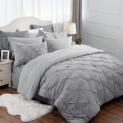 Luxury Duvet Cover Pinch Pleat Brief Bedding 7-Pieces Set
