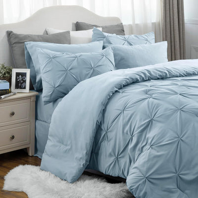 Luxury Duvet Cover Pinch Pleat Brief Bedding 7-Pieces Set - AnyLinen
