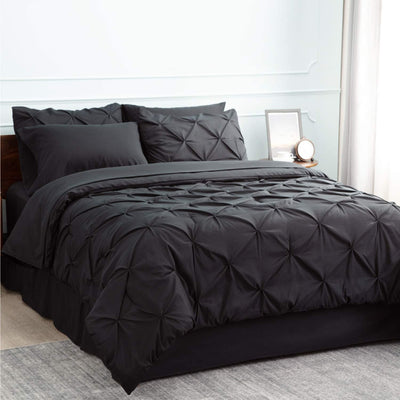 Luxury Duvet Cover Pinch Pleat Brief Bedding 7-Pieces Set