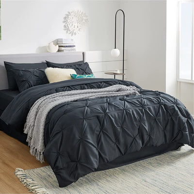 Luxury Duvet Cover Pinch Pleat Brief Bedding 7-Pieces Set