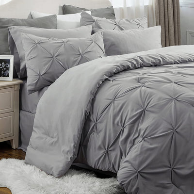 Luxury Duvet Cover Pinch Pleat Brief Bedding 7-Pieces Set