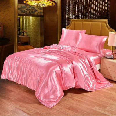 Luxury Satin Silk Duvet Cover Bed Sheets
