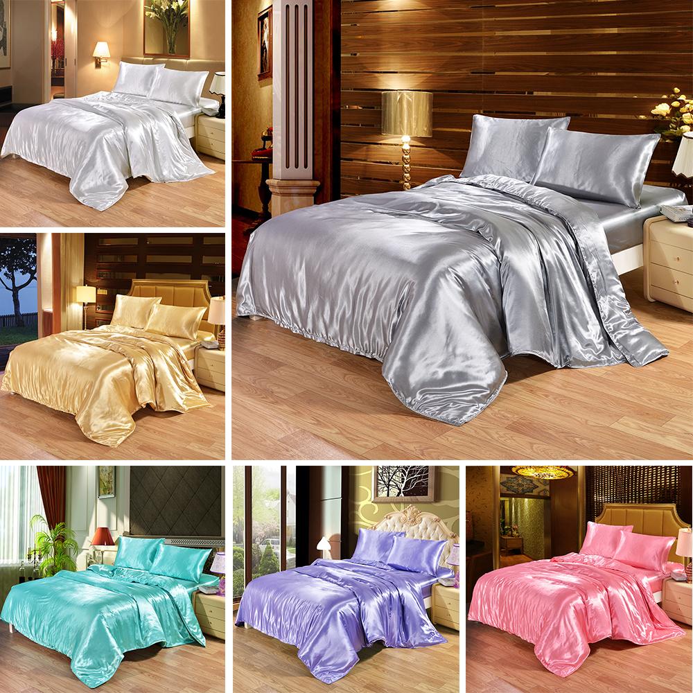 Luxury Satin Silk Duvet Cover Bed Sheets
