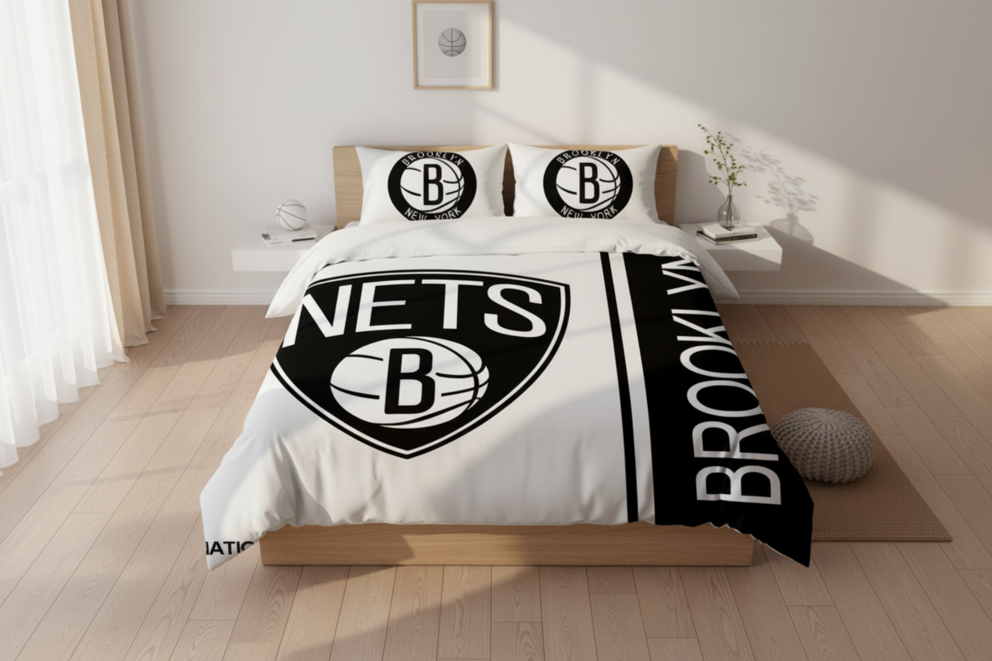 NBA-Inspired Brooklyn Nets Duvet Cover Set – Built for Real Basketball Fans