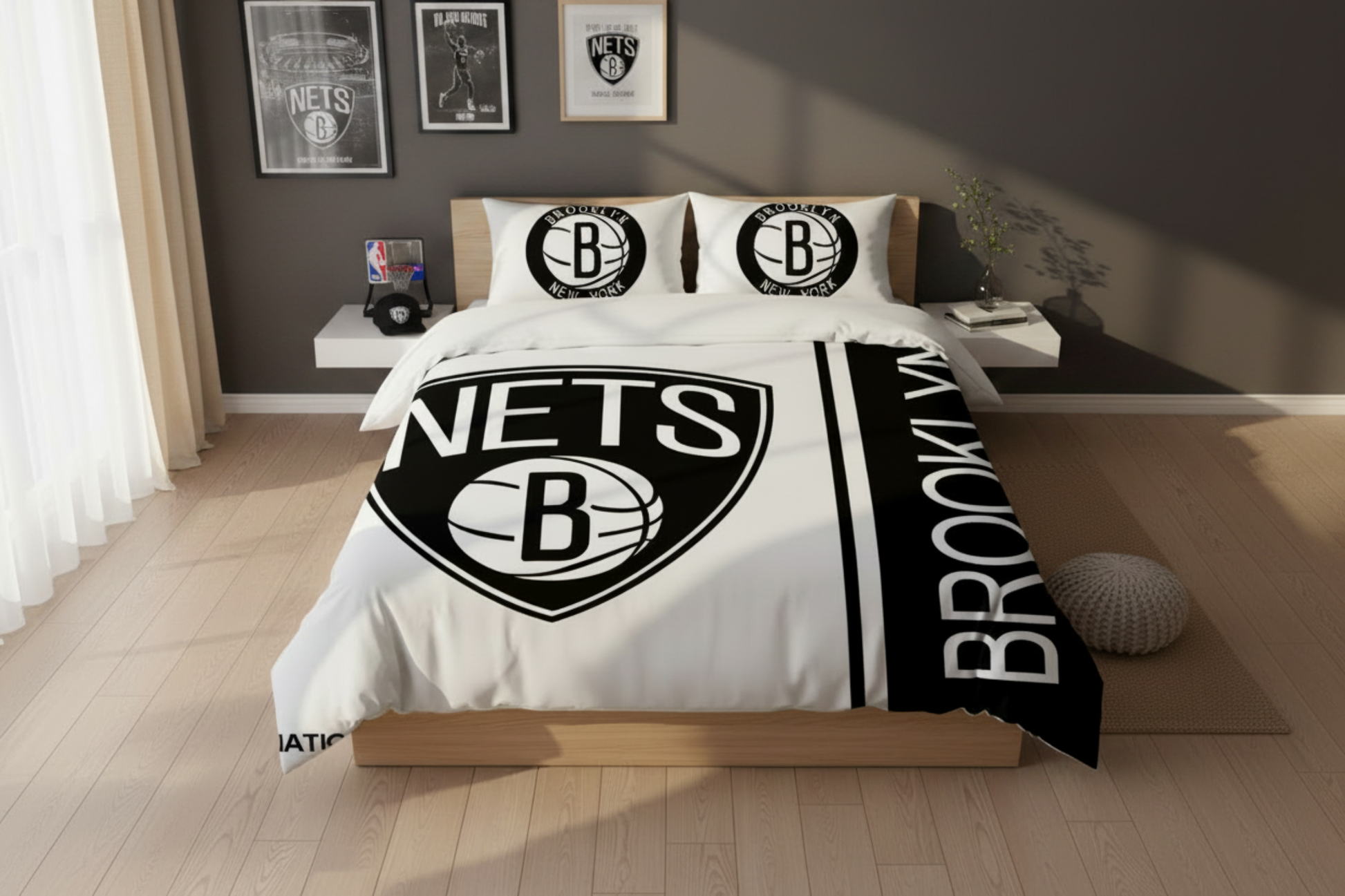 NBA-Inspired Brooklyn Nets Duvet Cover Set – Built for Real Basketball Fans